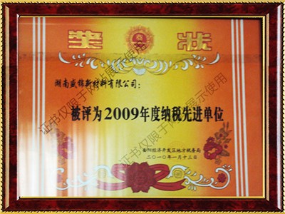 2009年納稅先進(jìn)單位